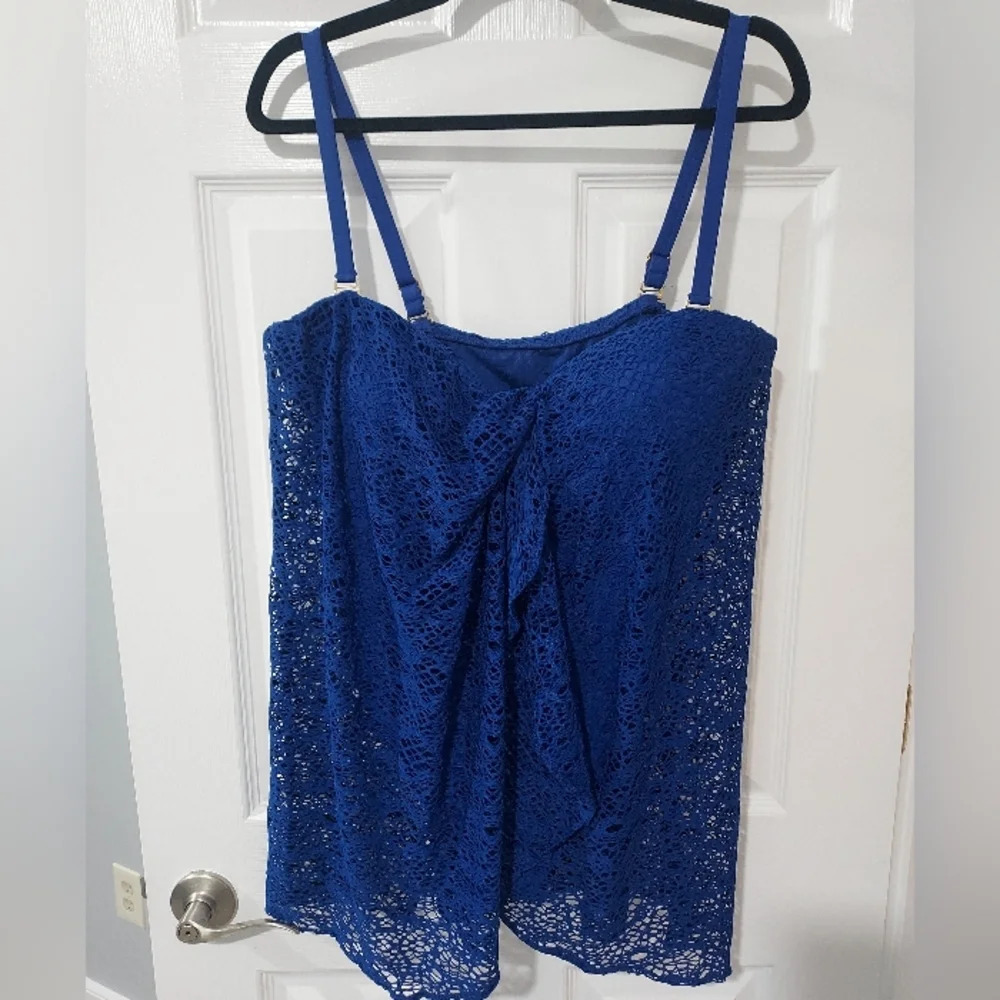 Lauren Ralph Lauren Cobalt Blue Crochet Flyaway One Piece Swimsuit in Size 20W